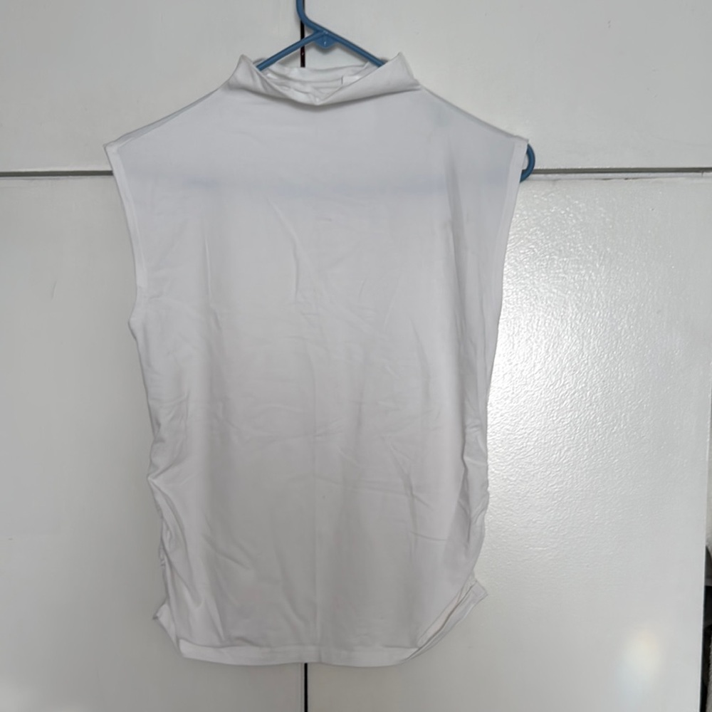 Ann Taylor Factory White ruched sleeves Tank Top
